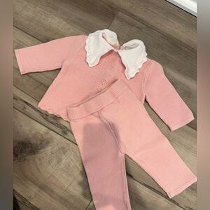 Little Me 3 months Pink Baby Knit Outfit with White Collar